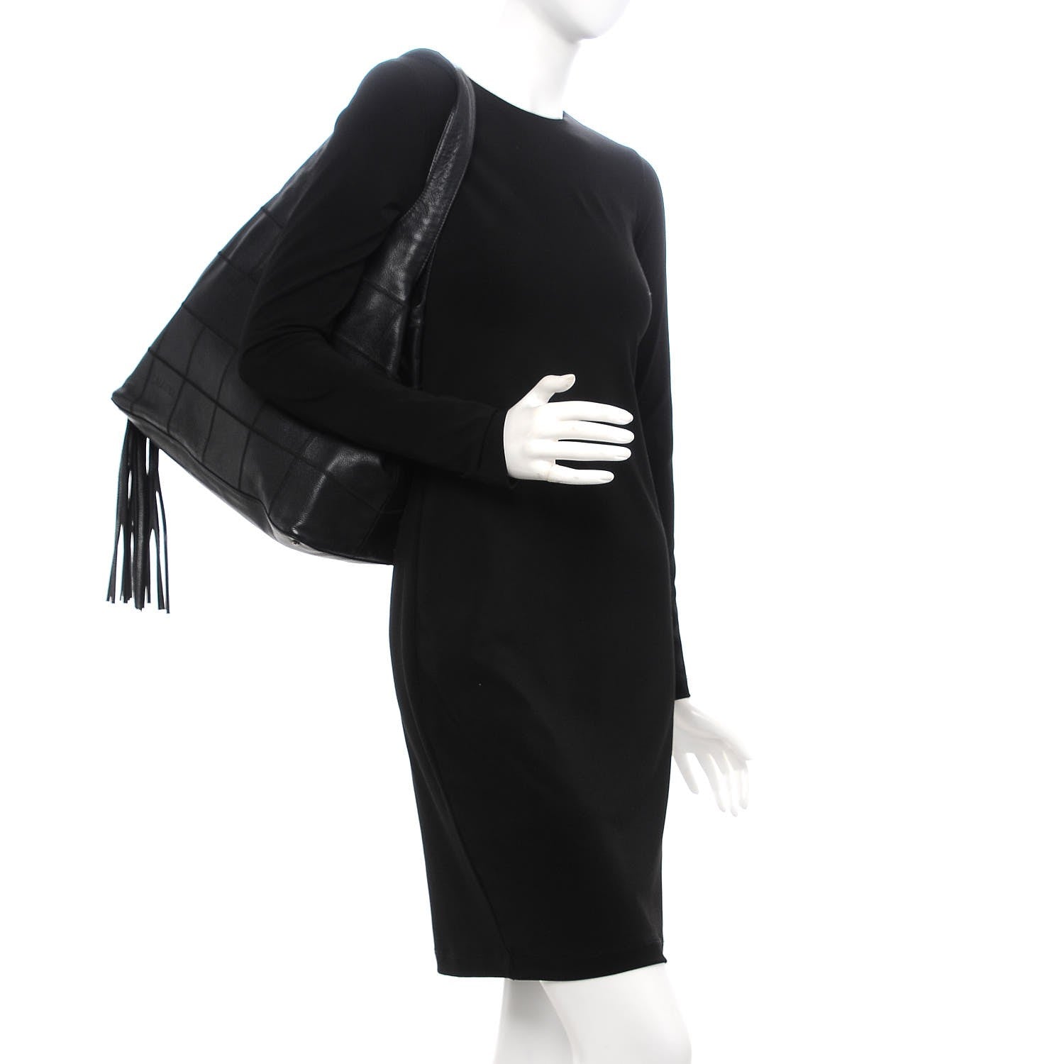 Chanel Caviar Square Stitched Large Tassel Hobo Black 2 of 11