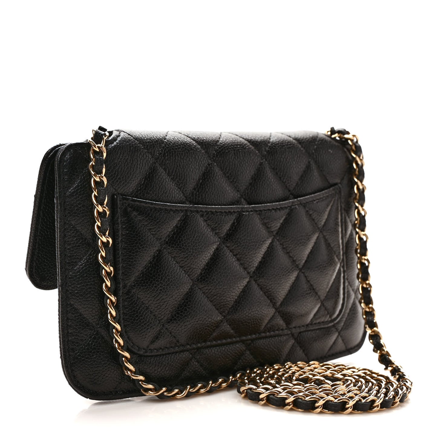 Caviar Fabric Quilted Foldable Tote With Chain Black Multicolor