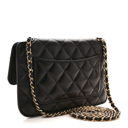 Chanel Caviar Fabric Quilted Foldable Tote With Chain Black Multicolor 4 of 14