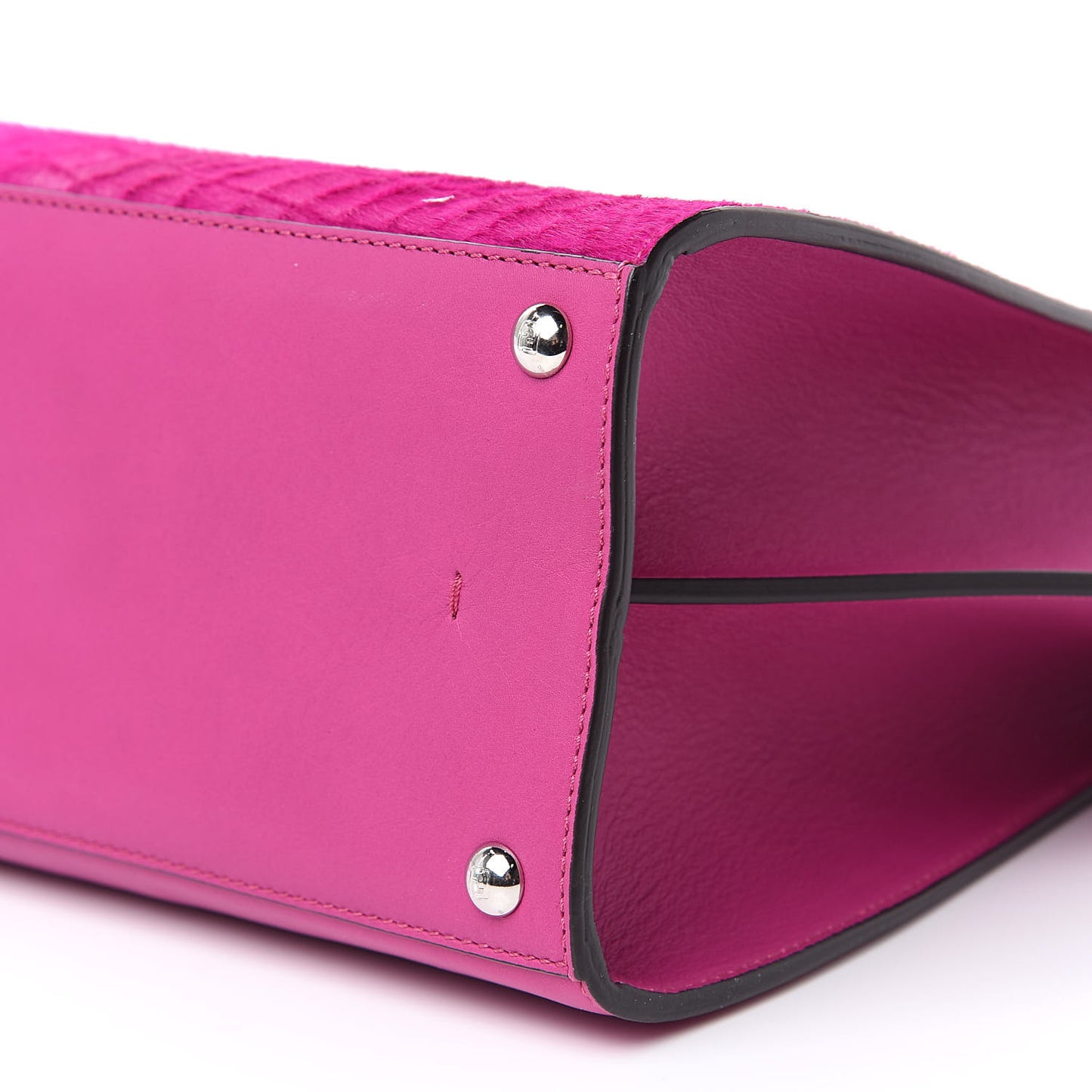 Vitello Pelo Flamingo Crocodile Embossed Petite 3Jours Tote Magenta