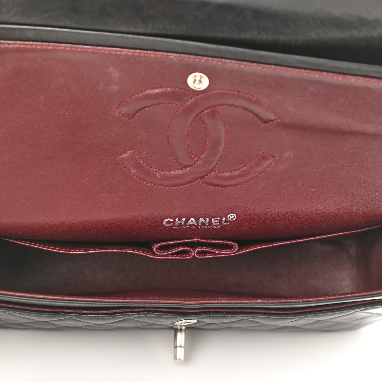 Lambskin Quilted Medium Double Flap Black