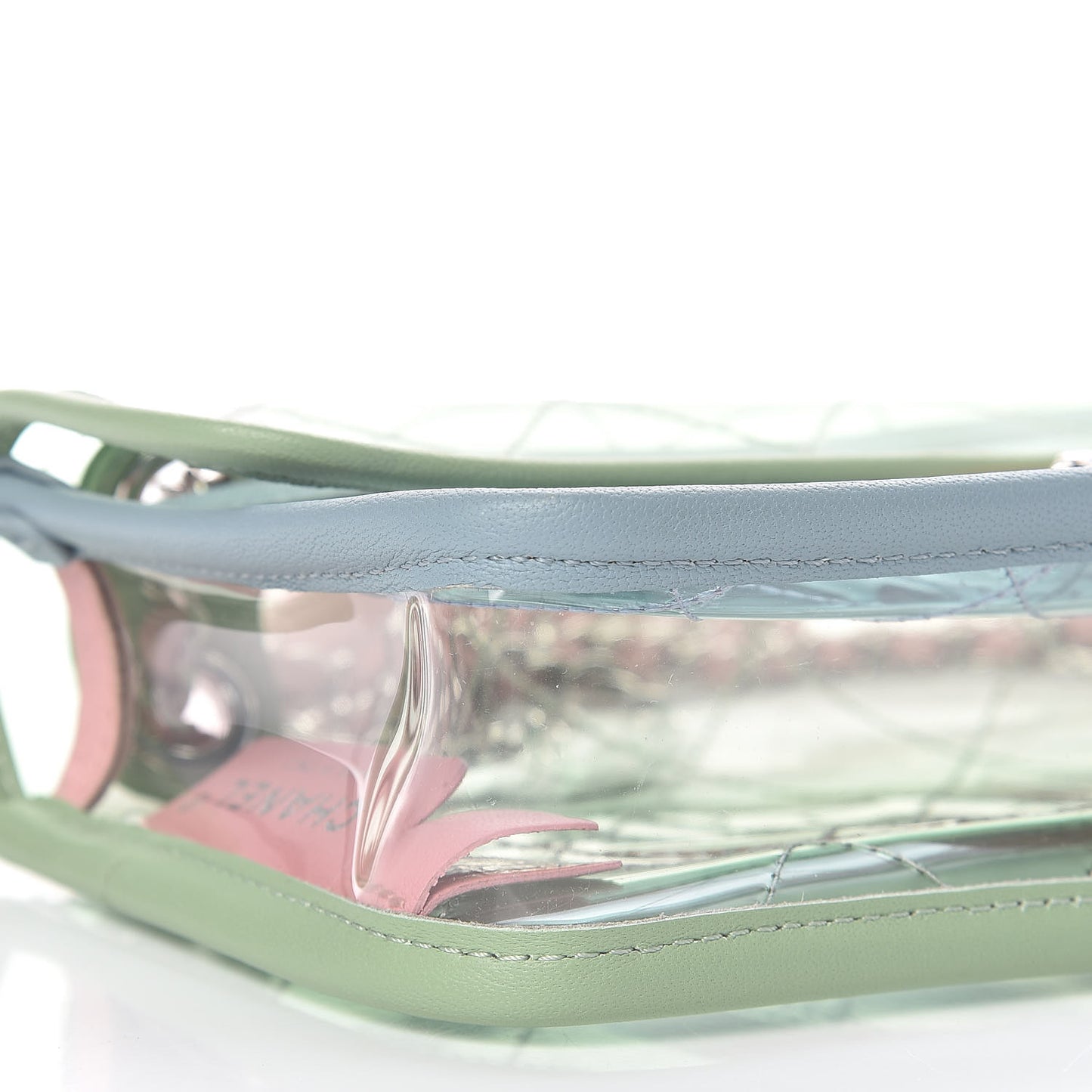 Lambskin PVC Quilted Mini Coco Splash Flap Blue Green