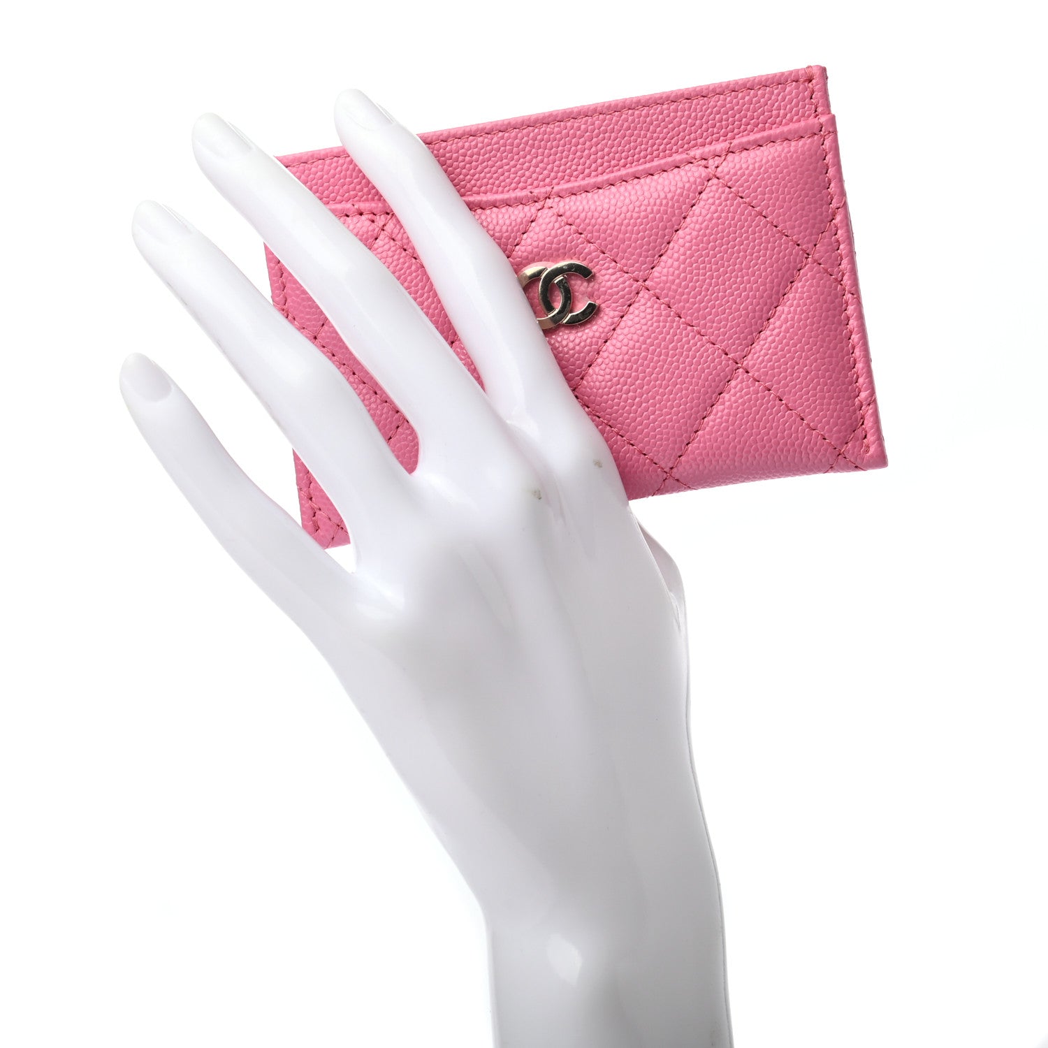 Chanel Caviar Quilted Card Holder Pink 2 of 8