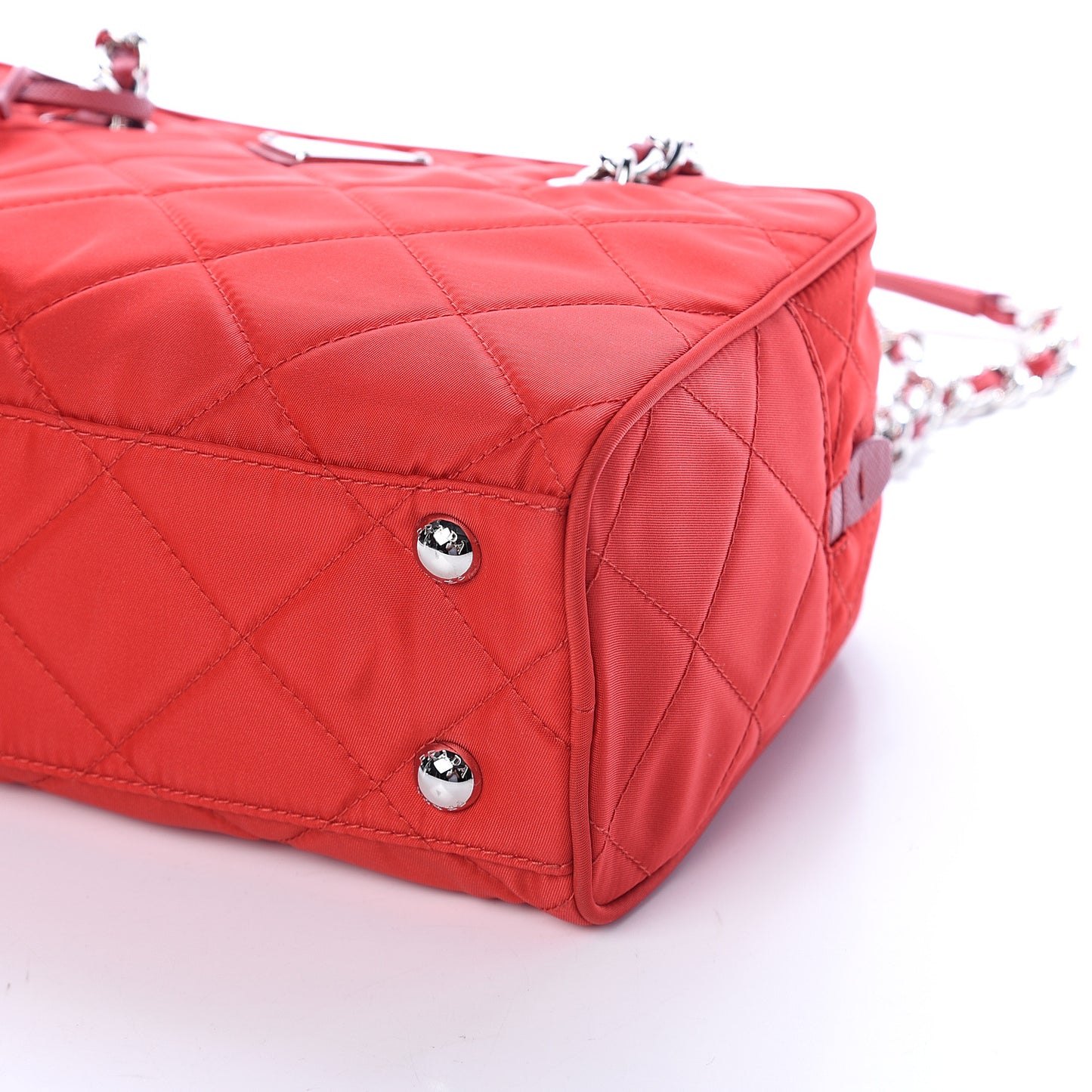 Nylon Tessuto Impuntu Quilted Shoulder Bag Rosso