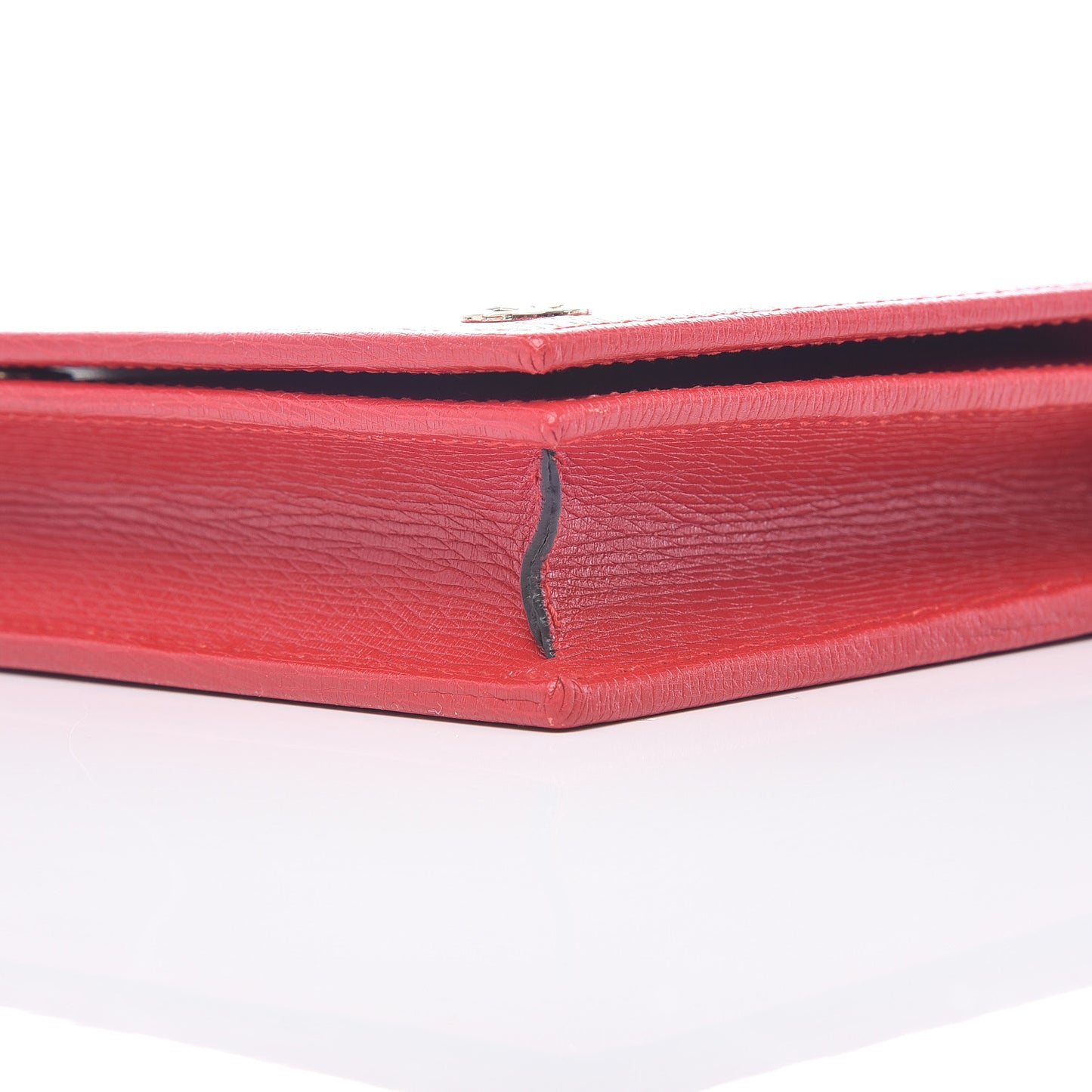 Textured Calfskin Medium Betty Chain Wallet Tabasco Red