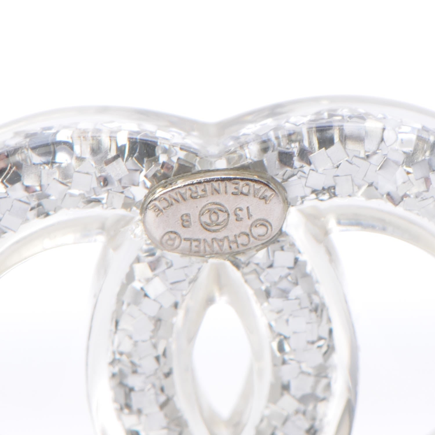 Chanel Resin Baguette CC Earrings Silver 5 of 6
