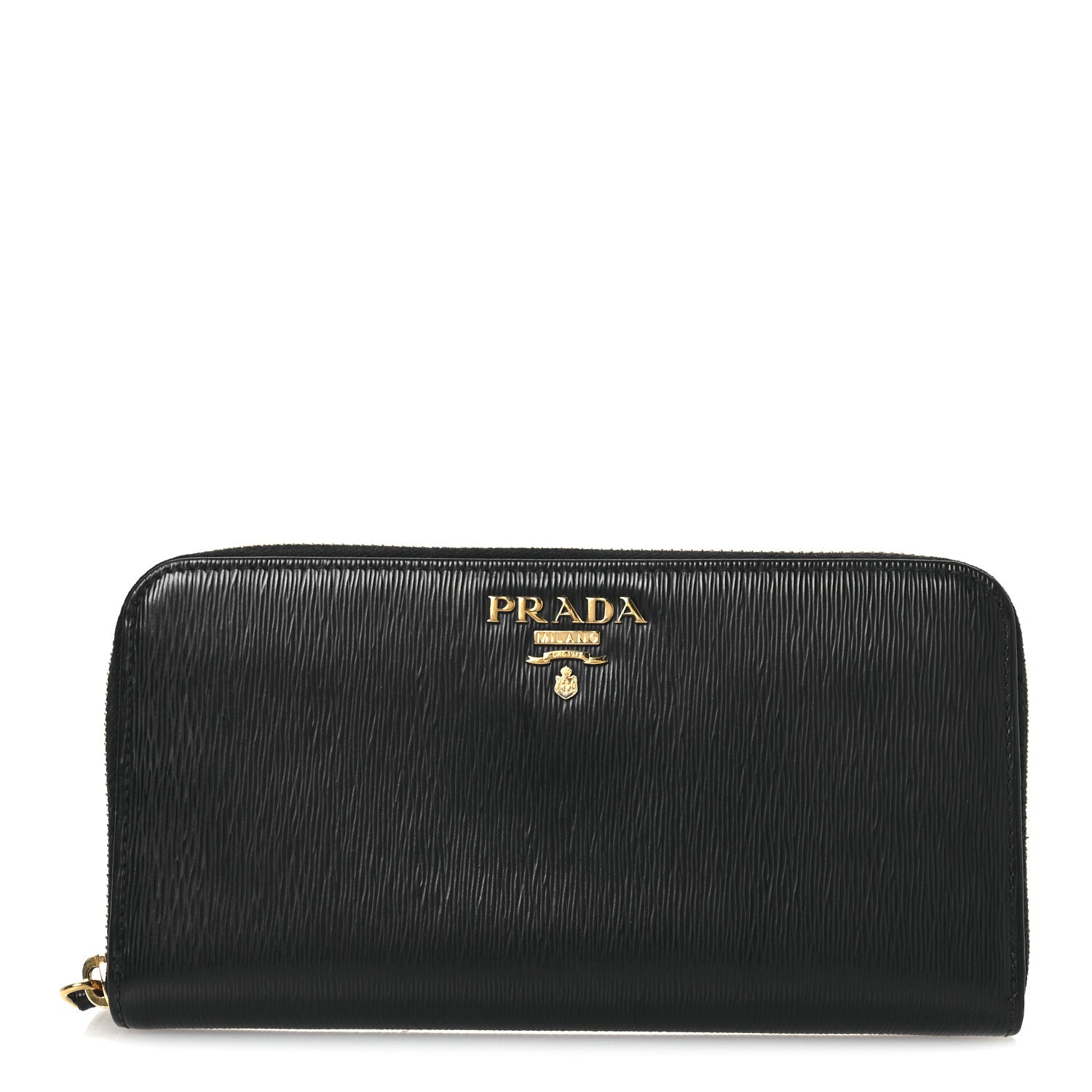 Prada Vitello Move Bi-Color Zip Around Wallet Black 1 of 11