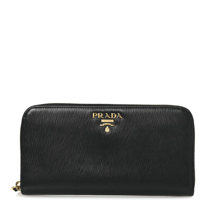 Prada Vitello Move Bi-Color Zip Around Wallet Black 1 of 11