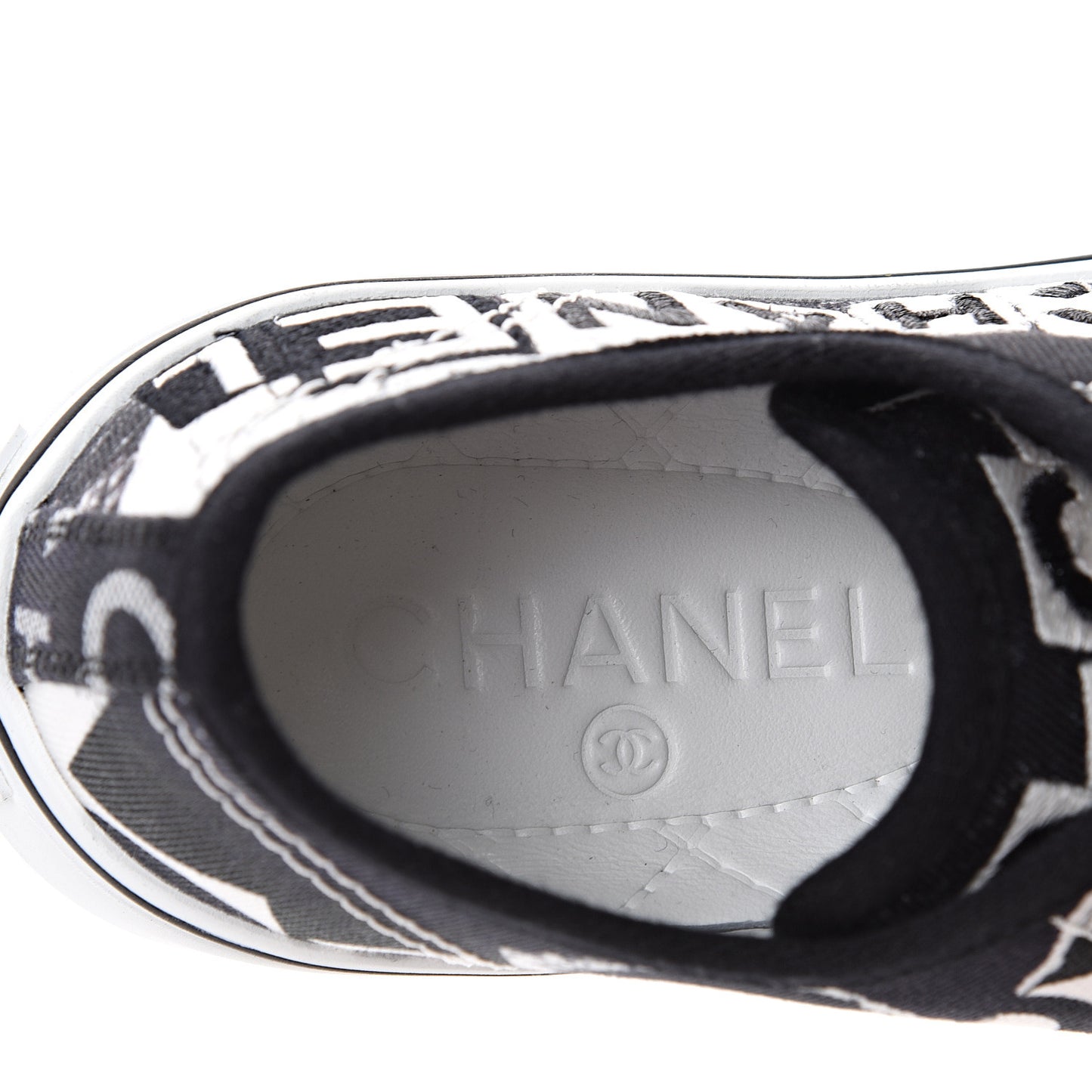 Printed Fabric Low Top Logo Sneakers 35.5 White Black
