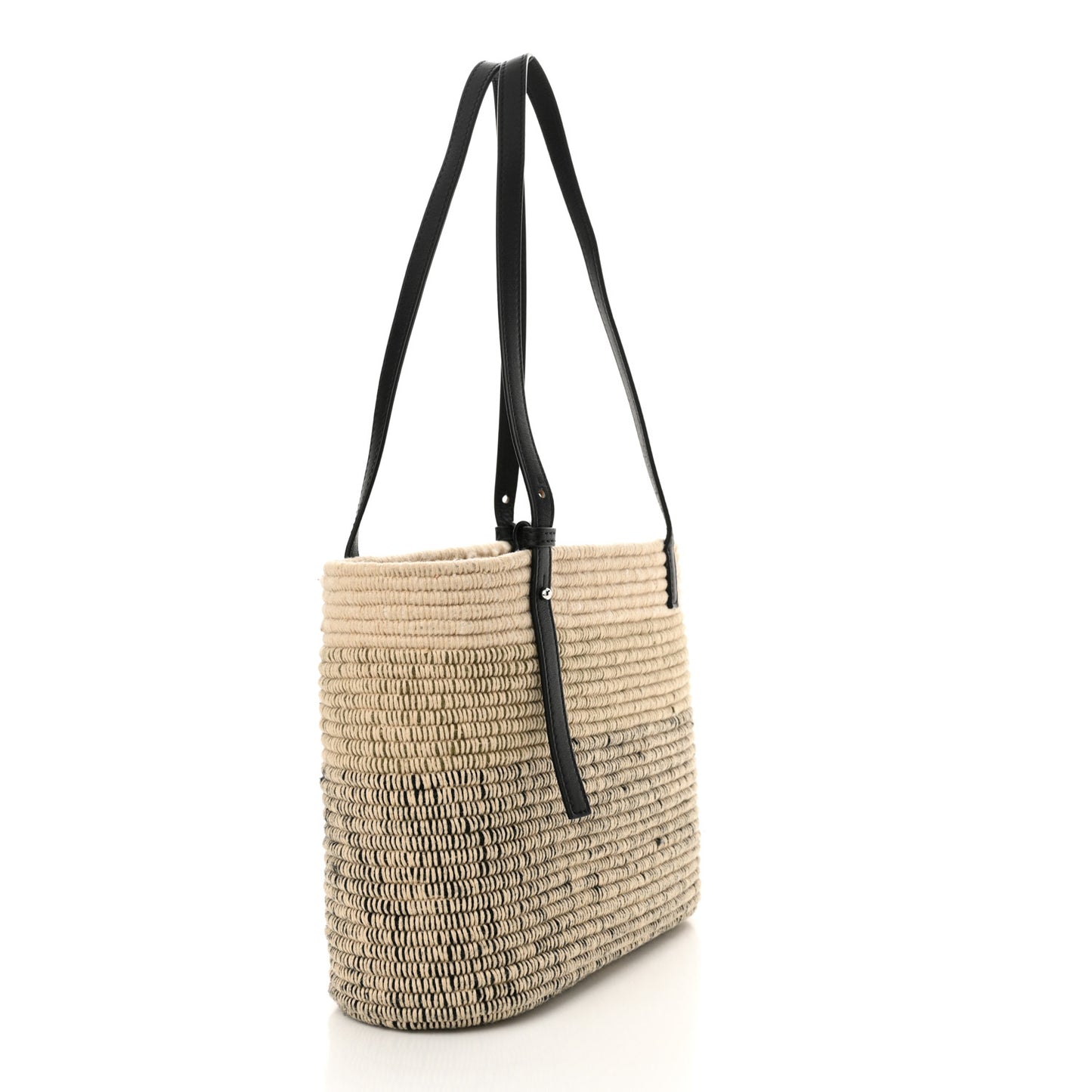 Raffia Square Small Basket Tote Bag Ombre Black