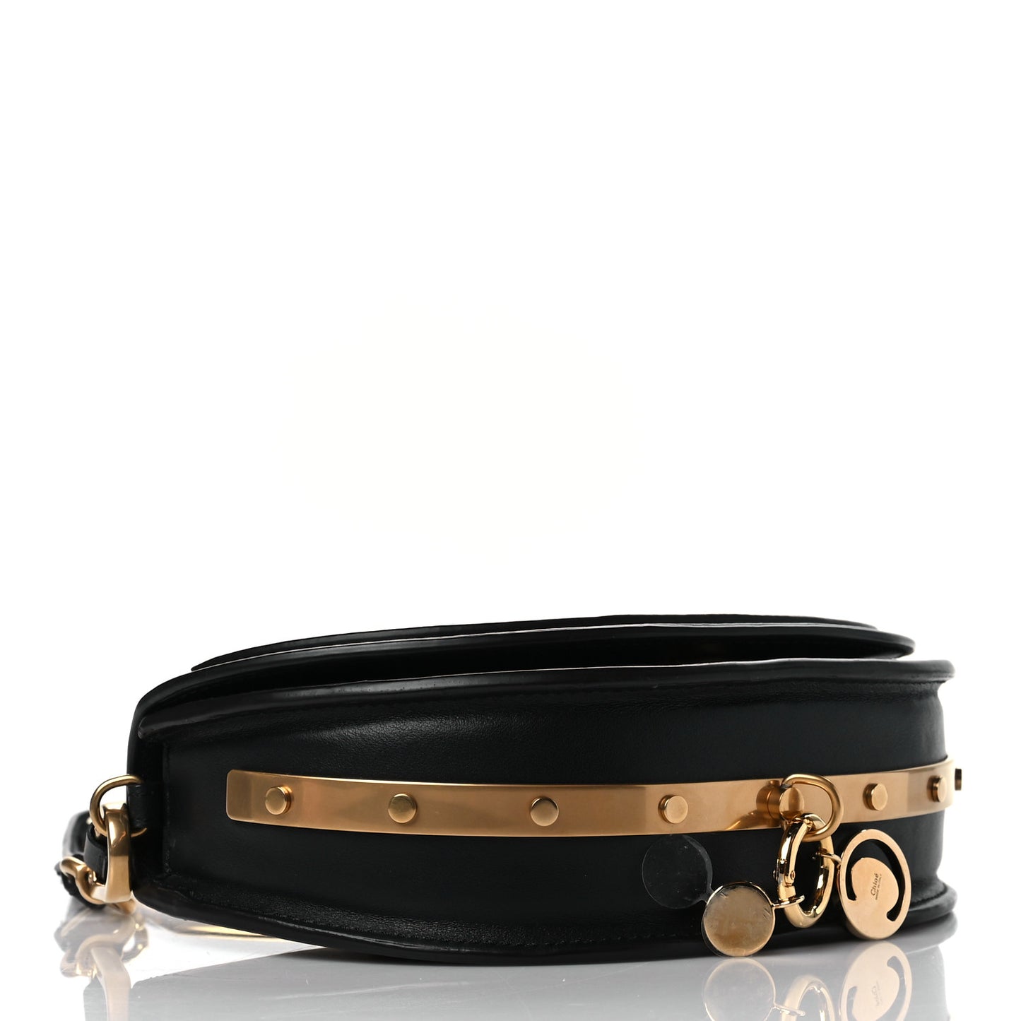 Calfskin Small Nile Bracelet Minaudiere Bag Black