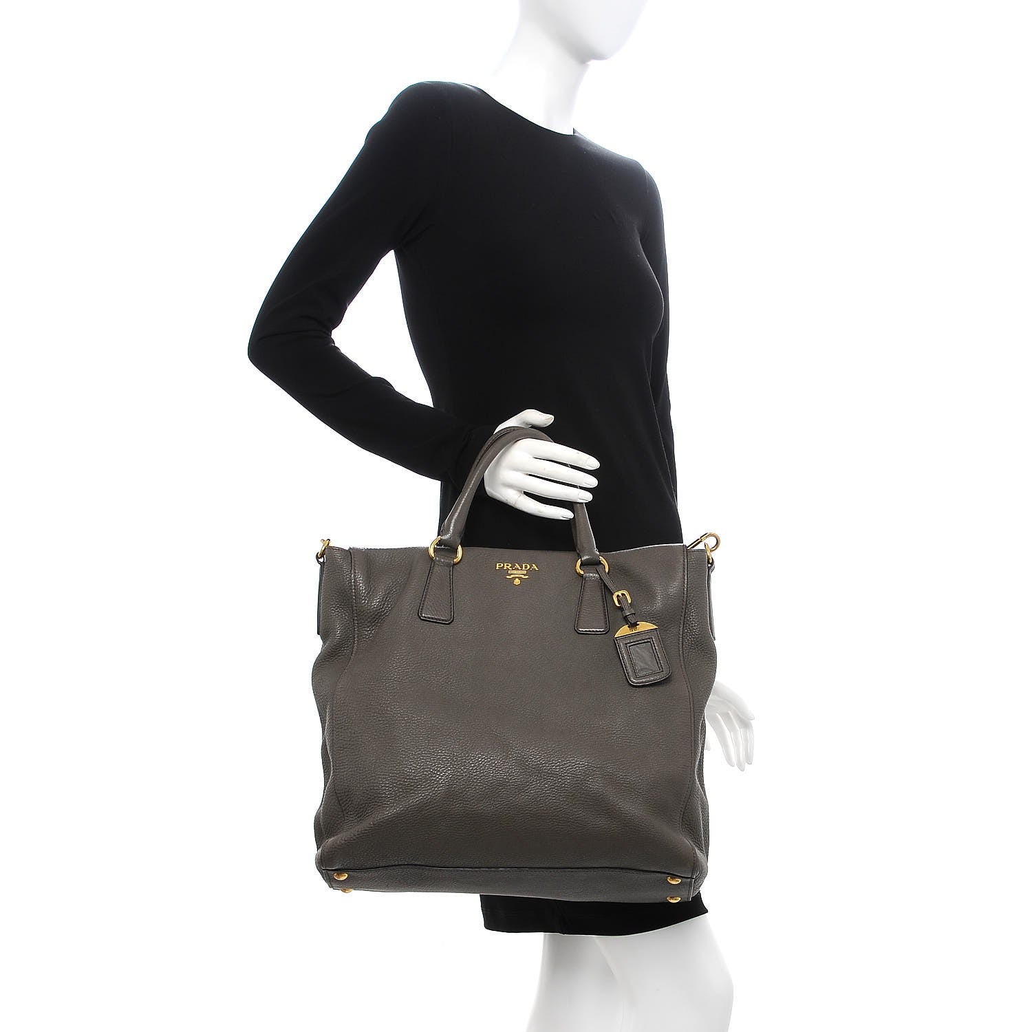 Prada Vitello Daino Tote Grafite 3 of 9