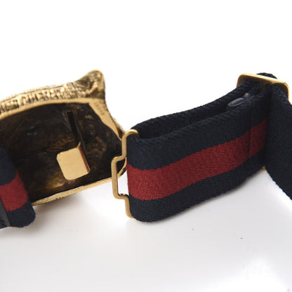 Gucci Web Feline Buckle Belt 65 26 Blue Red 3 of 4