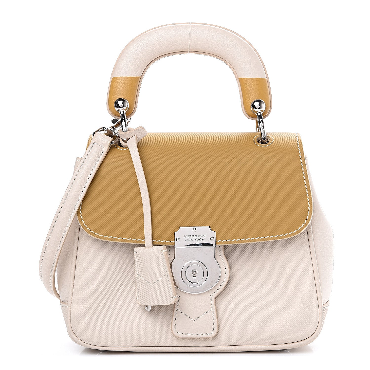 Burberry Trench Calfskin Small DK88 Top Handle Bag Limestone Ochre Yellow 1 of 11
