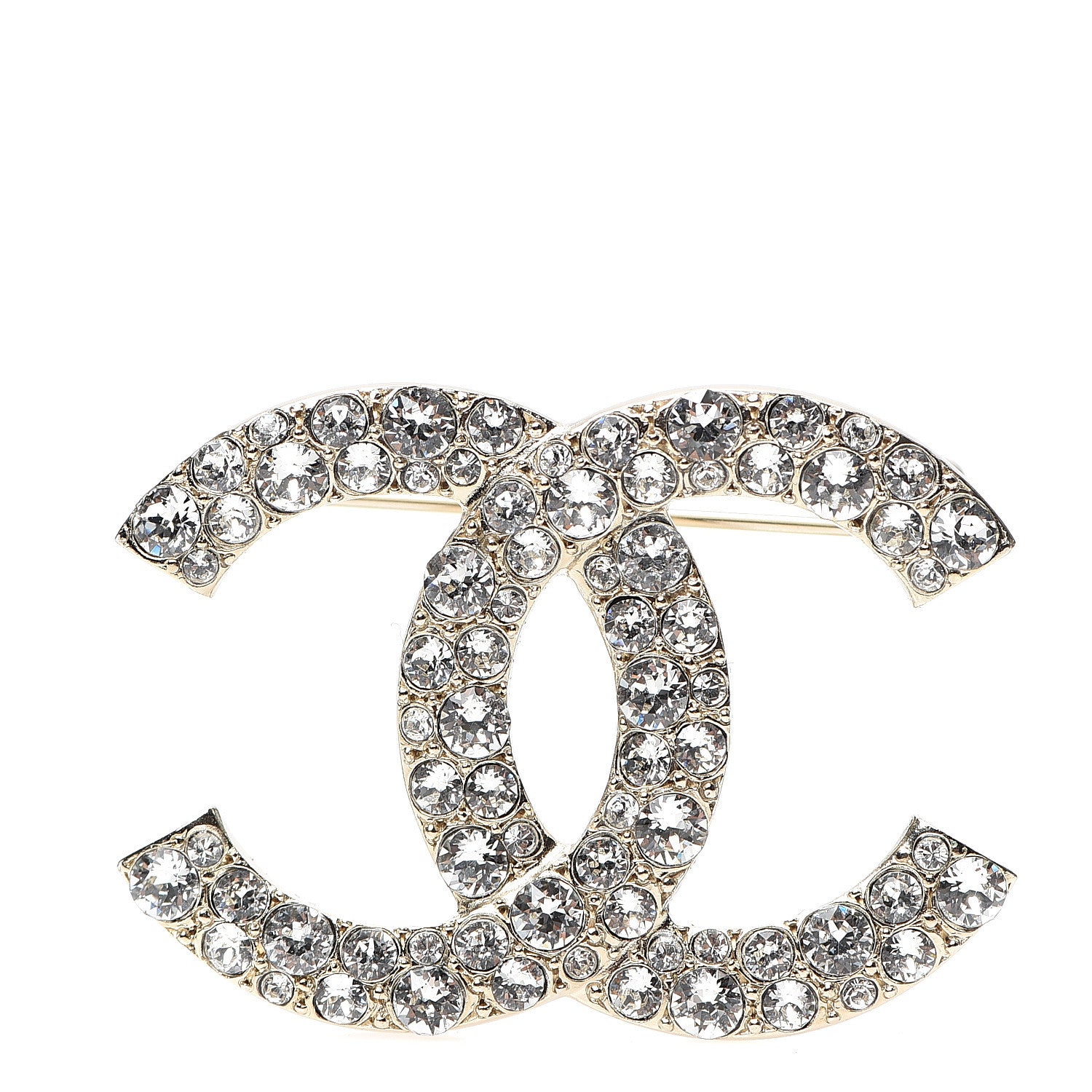 Chanel Crystal CC Brooch Light Gold 1 of 4
