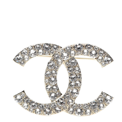 Chanel Crystal CC Brooch Light Gold 1 of 4