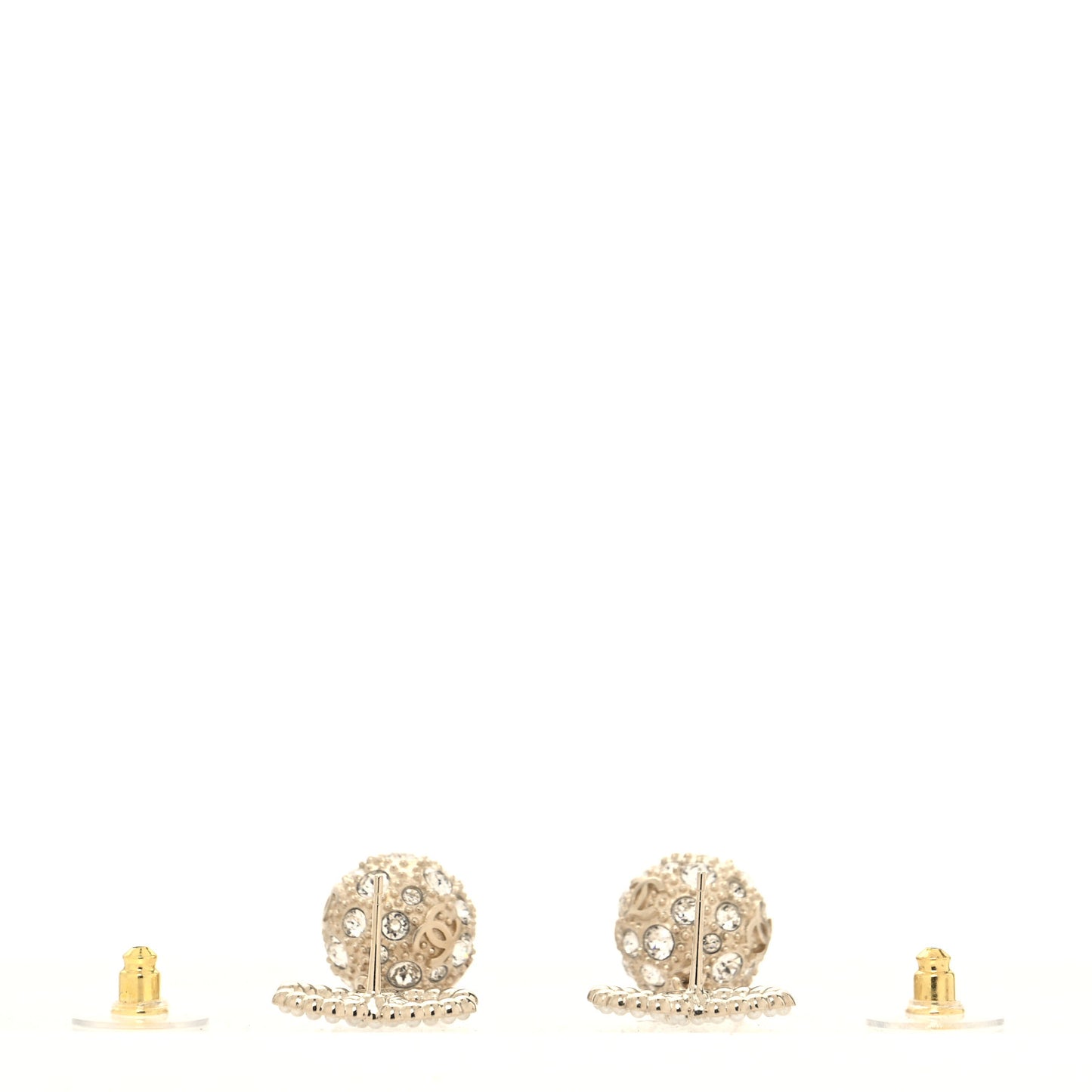 Crystal Pearl CC Drop Earrings Gold Pearly White