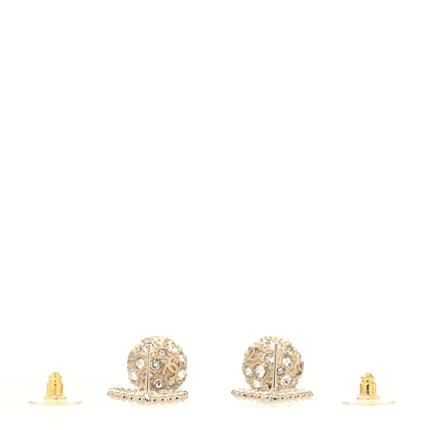 Chanel Crystal Pearl CC Drop Earrings Gold Pearly White 3 of 4