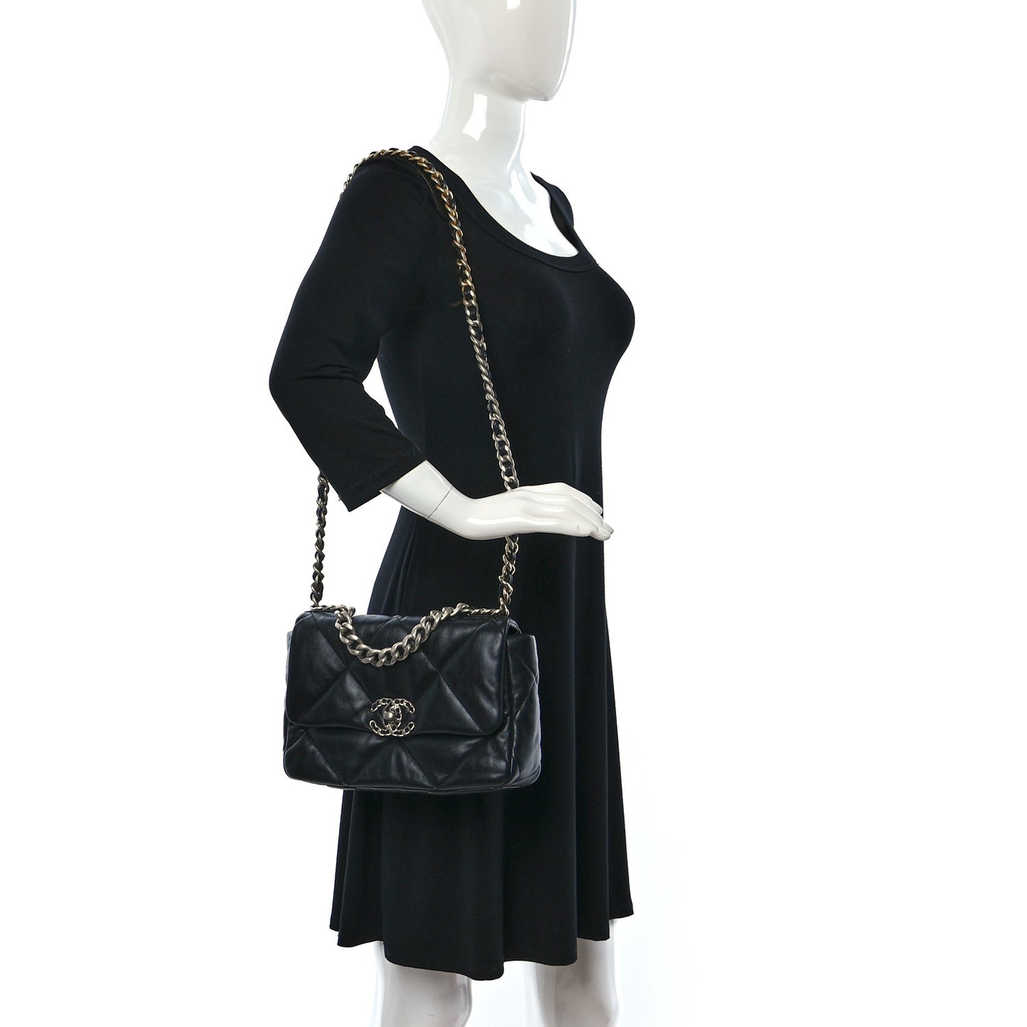Lambskin Quilted Medium Chanel 19 Flap Black