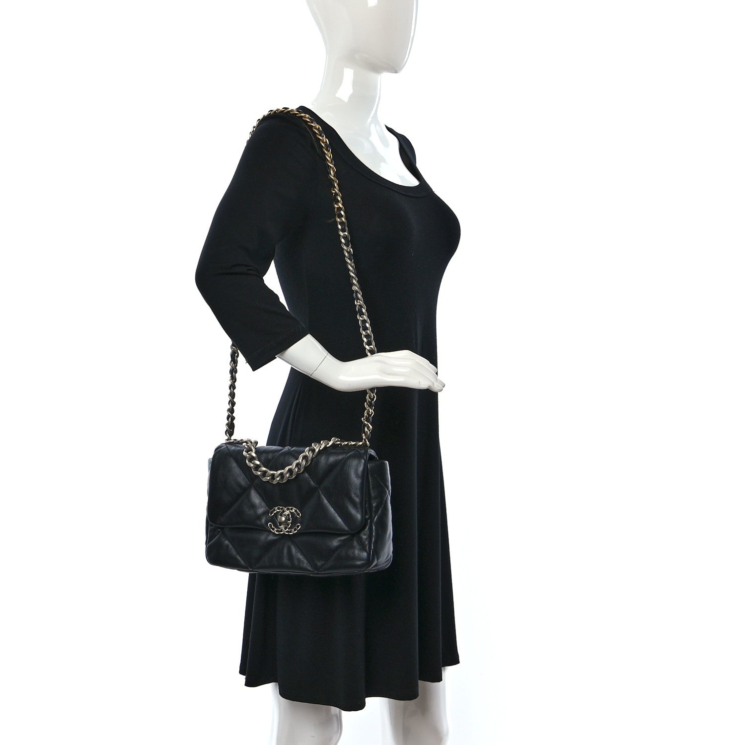 Chanel Lambskin Quilted Medium Chanel 19 Flap Black 3 of 10