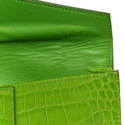 Jimmy Choo Calfskin Crocodile Embossed Rivera Clutch Lime 10 of 14