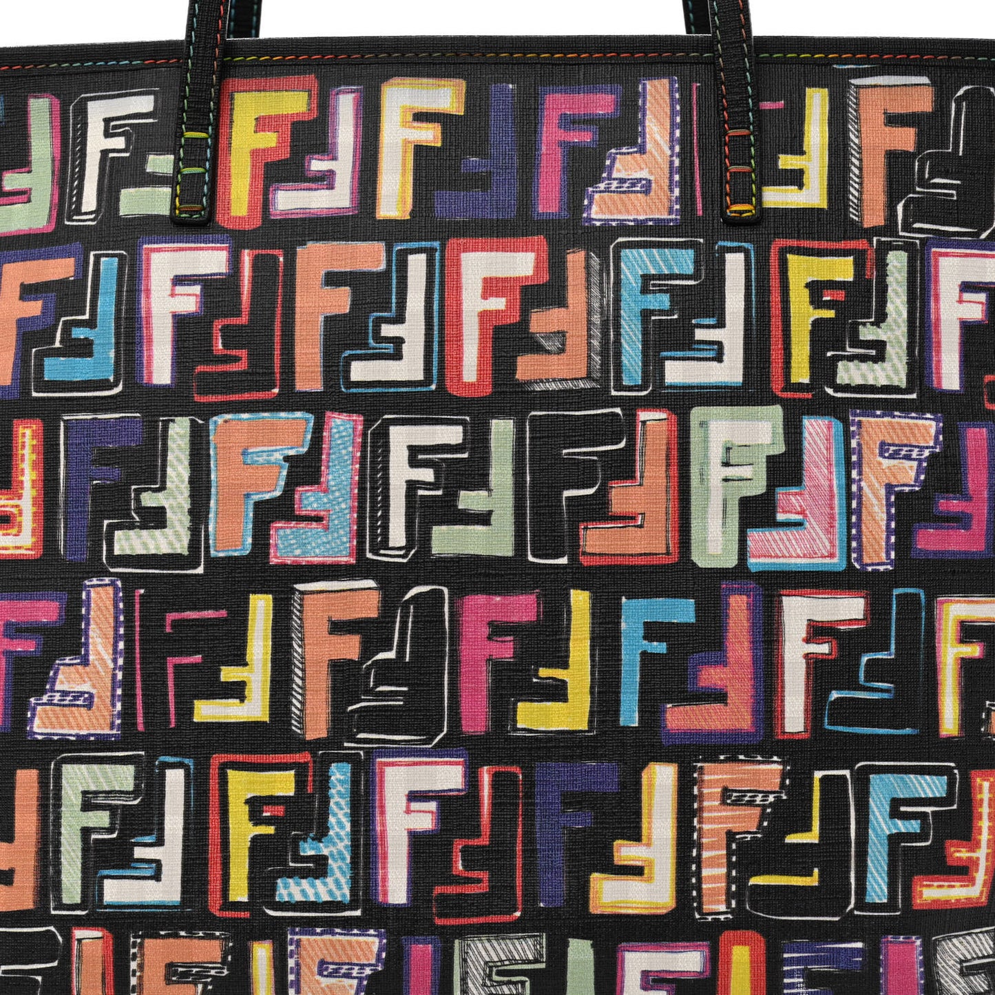 Zucca Spalmati Patent Zucchino Screen Print Medium Roll Tote Tobacco Multicolor Black