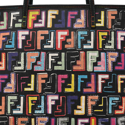 Fendi Zucca Spalmati Patent Zucchino Screen Print Medium Roll Tote Tobacco Multicolor Black 8 of 12