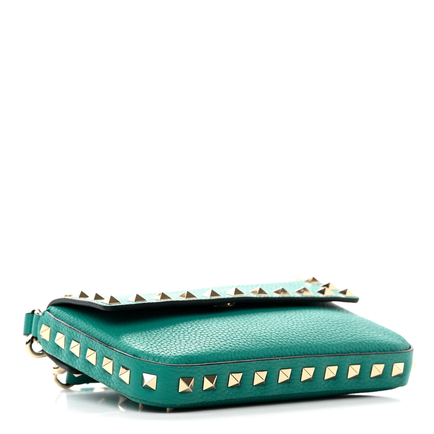 Valentino Garavani Grainy Calfskin Rockstud Crossbody Pouch Ultra Marine Green 4 of 10