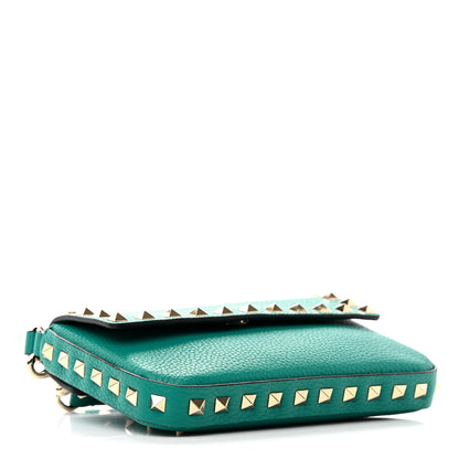 Valentino Garavani Grainy Calfskin Rockstud Crossbody Pouch Ultra Marine Green 4 of 10