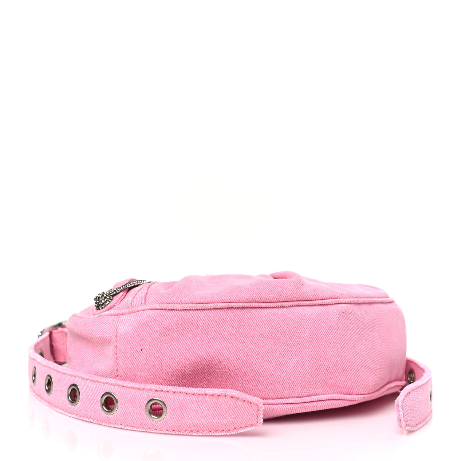 Balenciaga Washed Frayed Denim Crystal Le Cagole Shoulder Bag XS Denim Pink 4 of 9