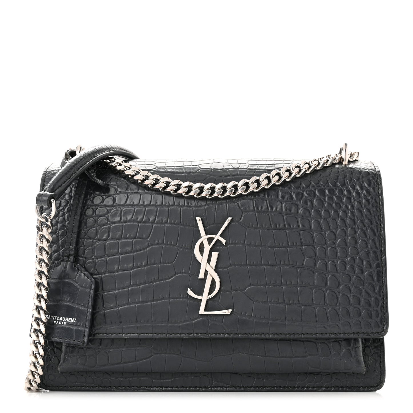 Calfskin Crocodile Embossed Medium Monogram Sunset New Graphite