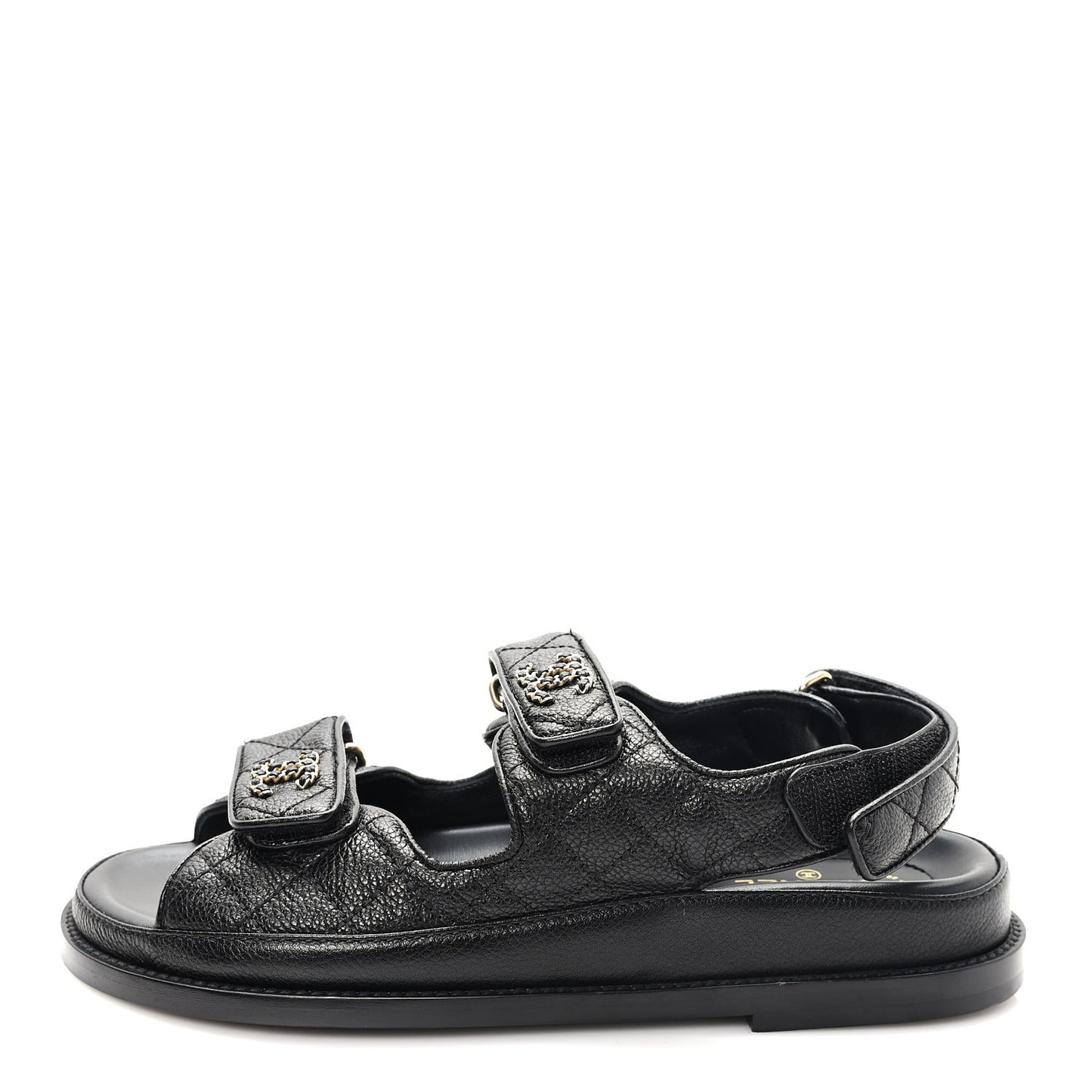 Grained Calfskin Velcro Dad Sandals 36.5 Black