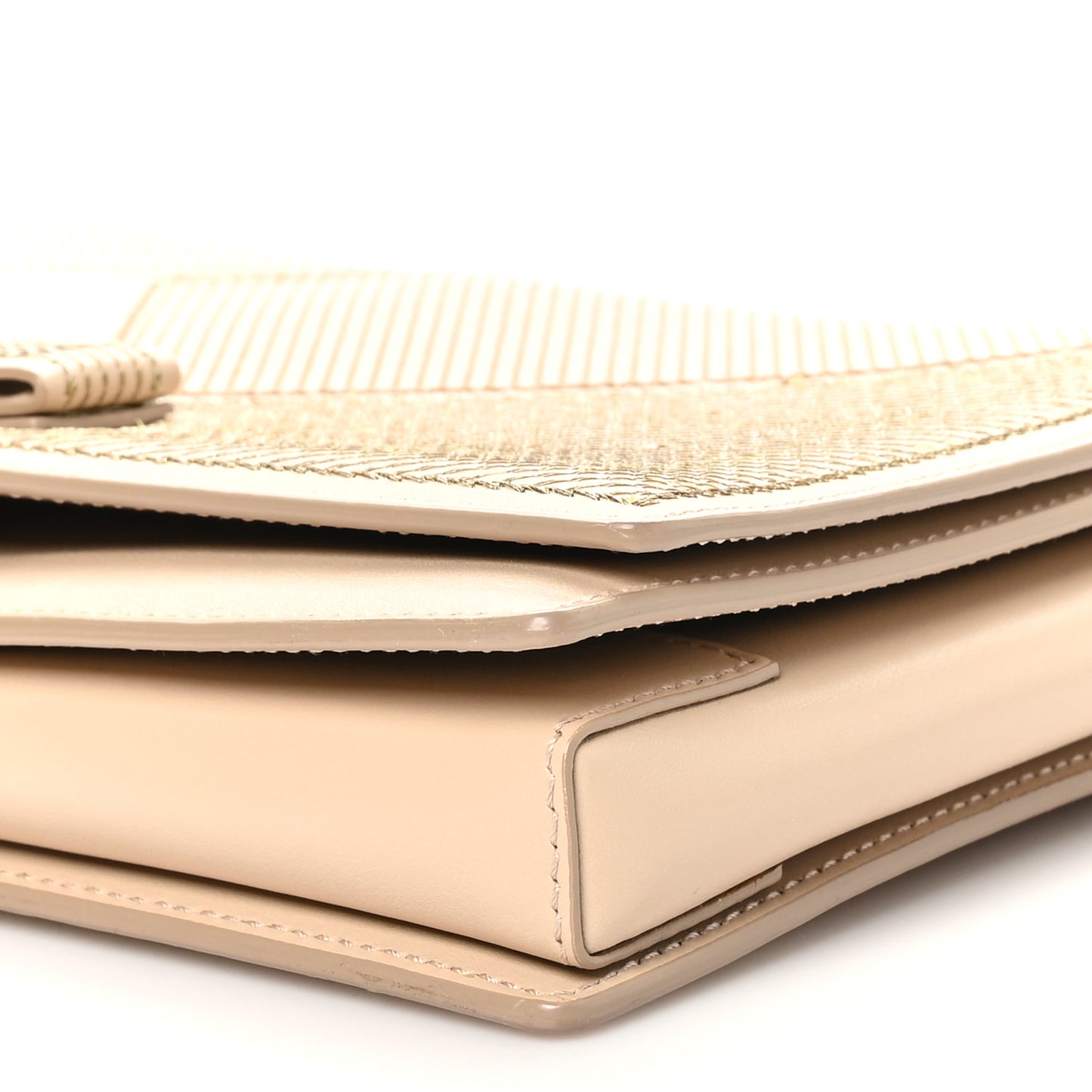 Stitched Calfskin Medium Ginny Shoulder Bag Macadamia