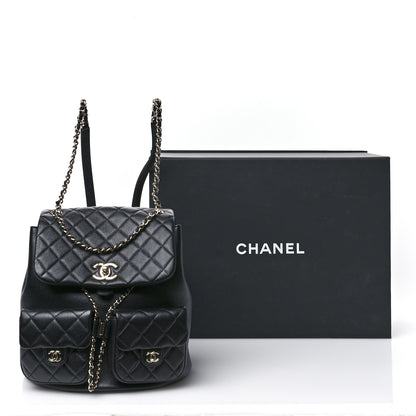 Chanel Calfskin Quilted Large Duma Pockets Drawstring Backpack Black 11 of 11