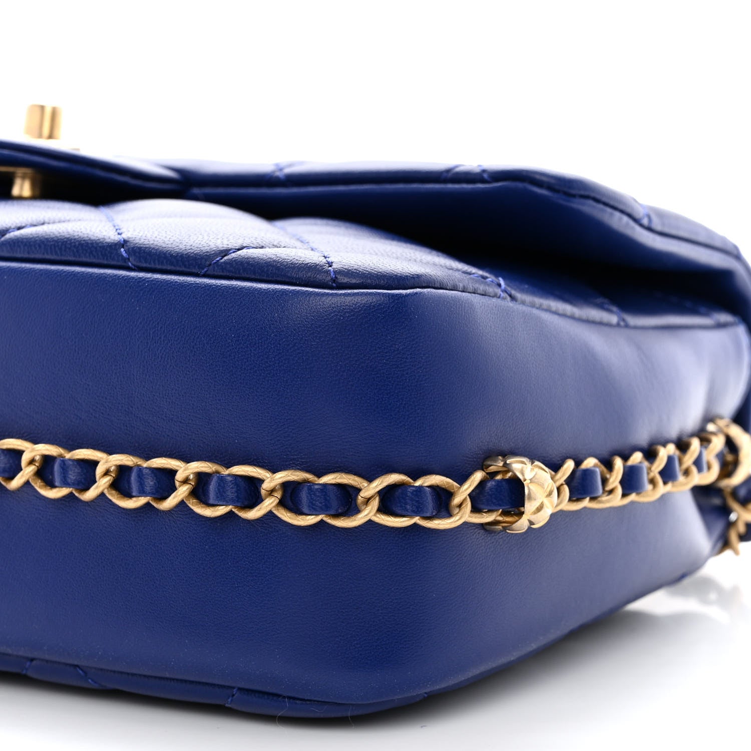 Chanel Lambskin Quilted Large CC Chain Flap Blue 10 of 11