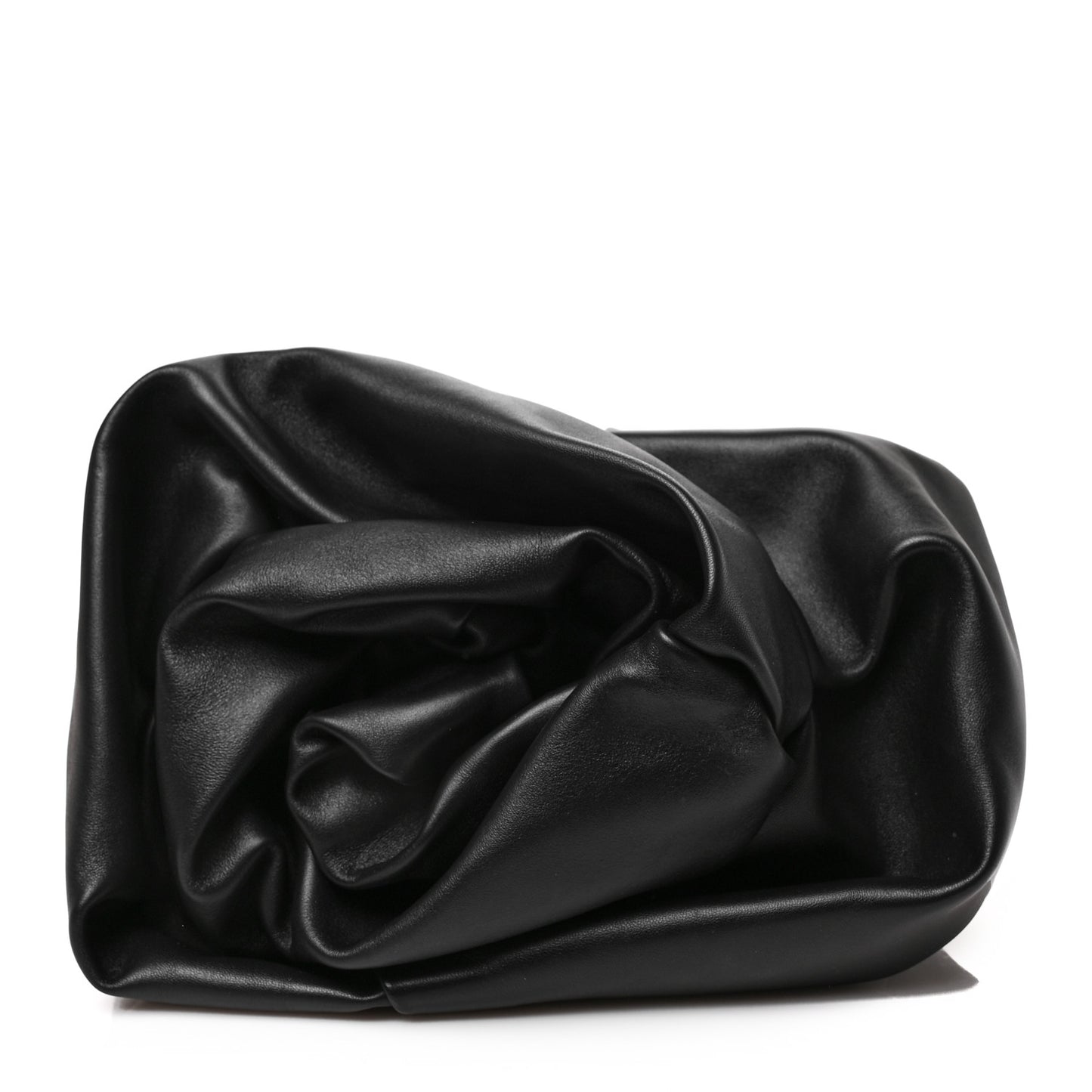 Smooth Calfskin Rose Clutch Black