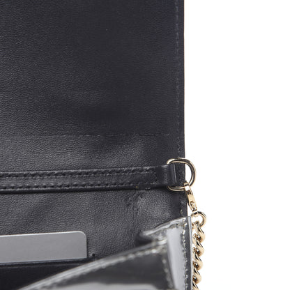 Christian Dior Metallic Patent Micro-Cannage Diorama Wallet on Chain Pouch Silver 7 of 9