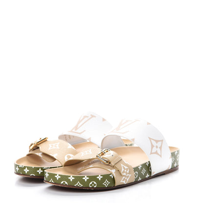 Louis Vuitton Monogram Giant Bom Dia Flat Mule Sandals 39 White Moka 3 of 10