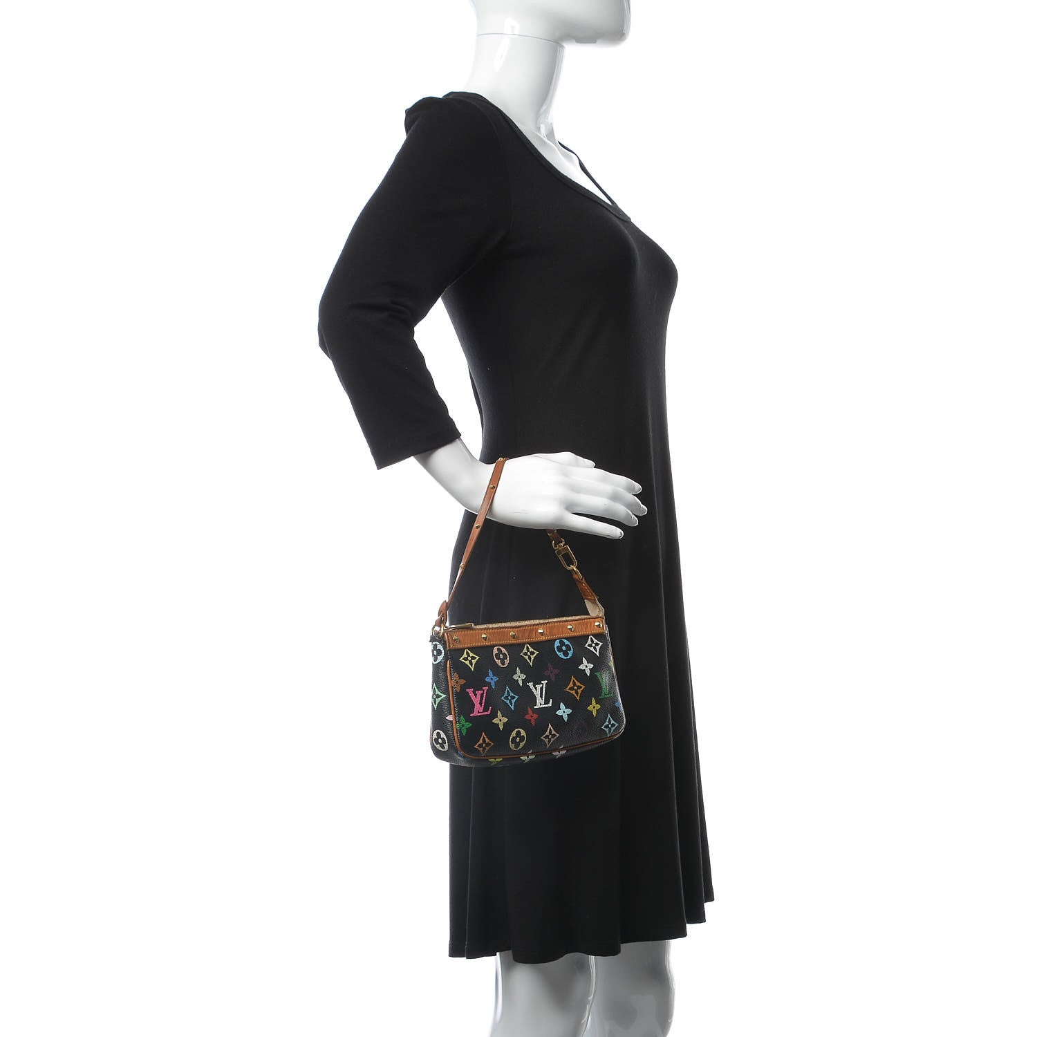 Louis Vuitton Monogram Multicolor Pochette Accessories Black 2 of 11