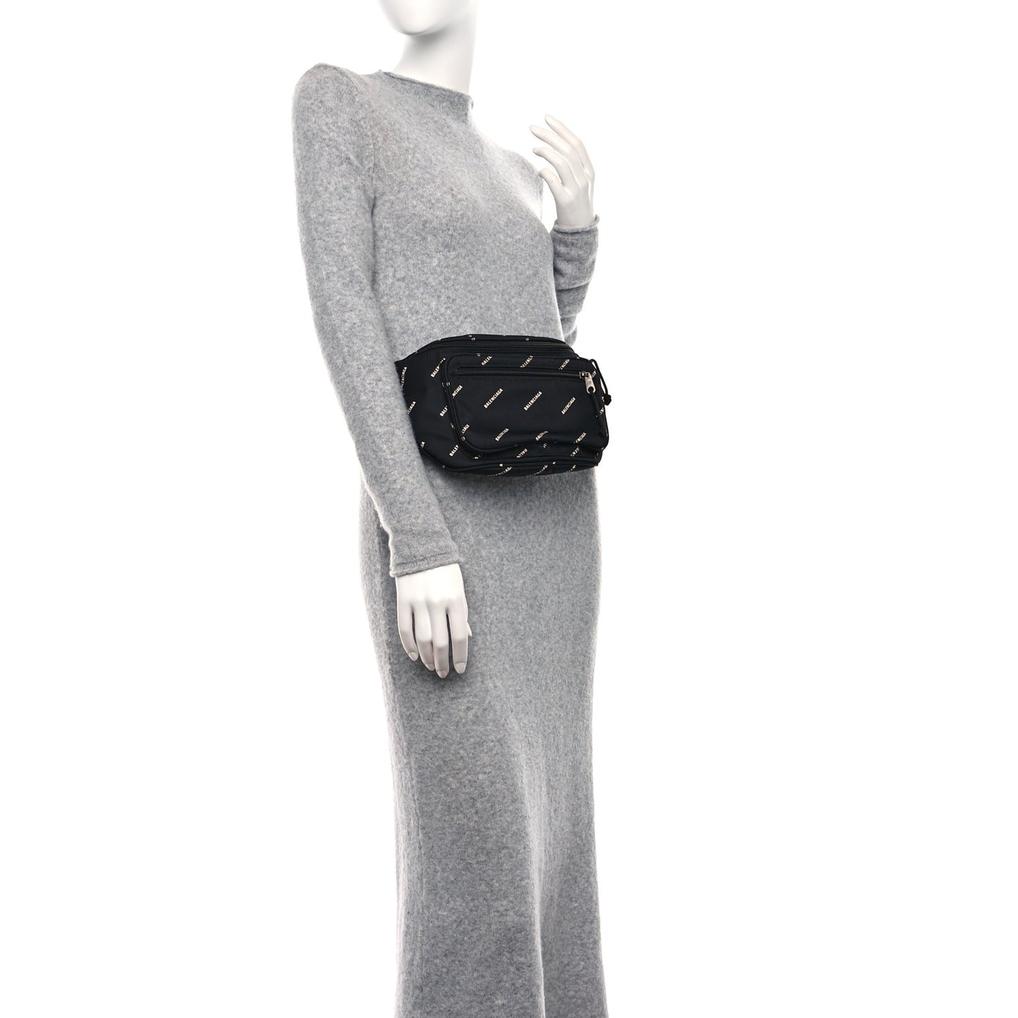 Twill Nylon Allover Logo Explorer Beltpack Black White