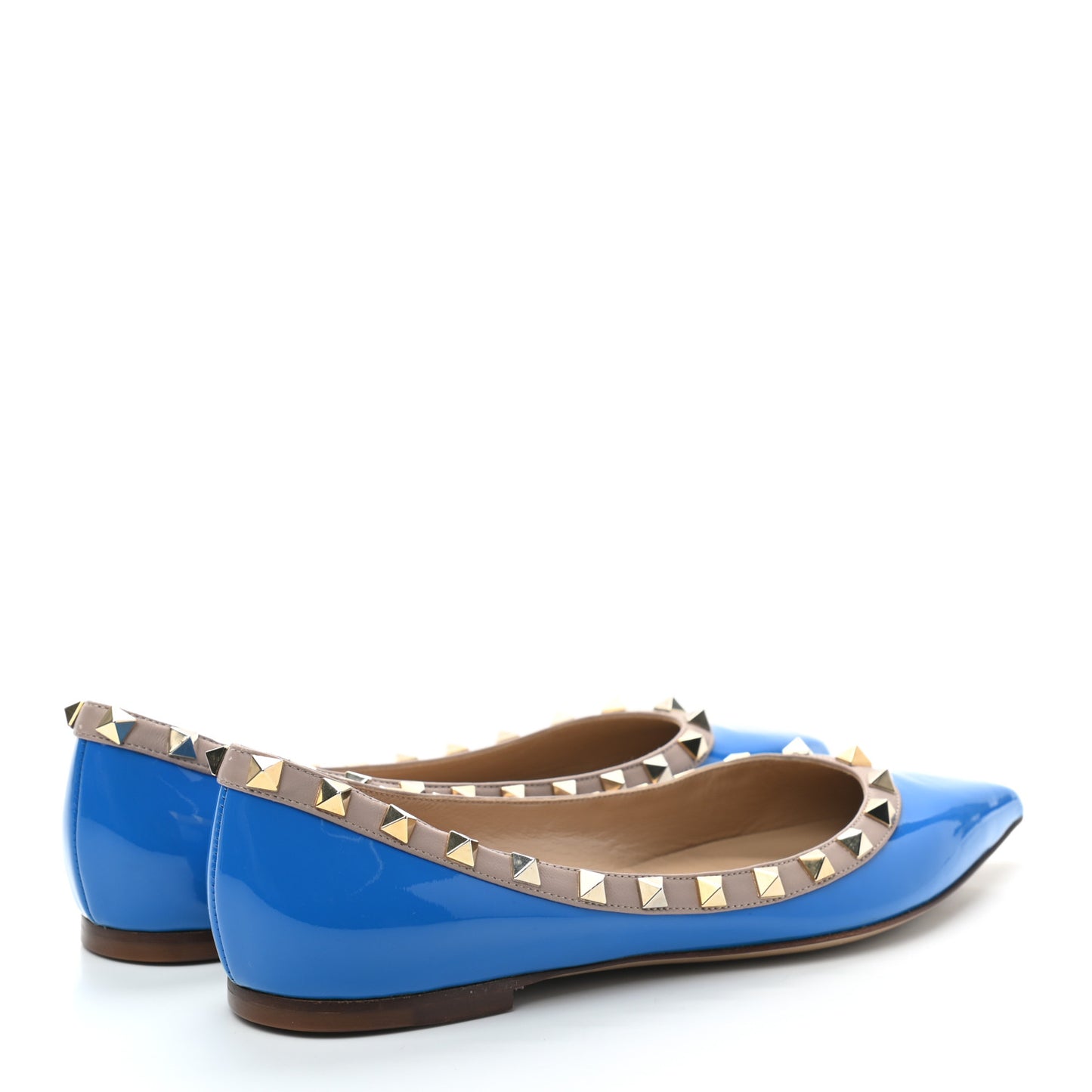 Patent Nappa Rockstud Ballerina Flats 37 Blue Fluo Poudre
