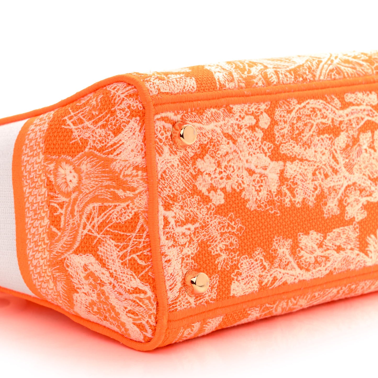 Canvas Toile De Jouy Reverse Embroidered Medium Lady D-Lite Fluorescent Orange
