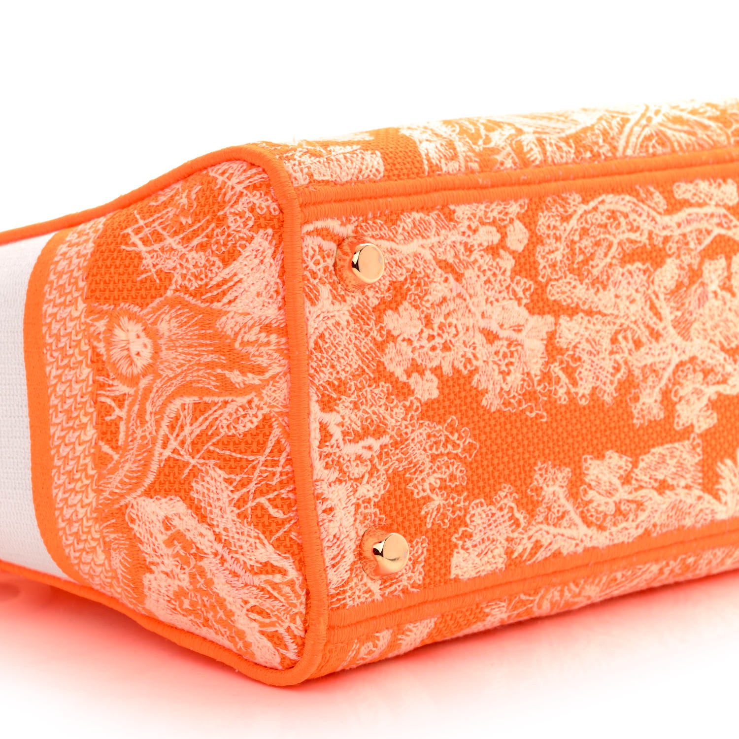 Christian Dior Canvas Toile De Jouy Reverse Embroidered Medium Lady D-Lite Fluorescent Orange 8 of 10