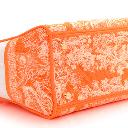 Christian Dior Canvas Toile De Jouy Reverse Embroidered Medium Lady D-Lite Fluorescent Orange 8 of 10