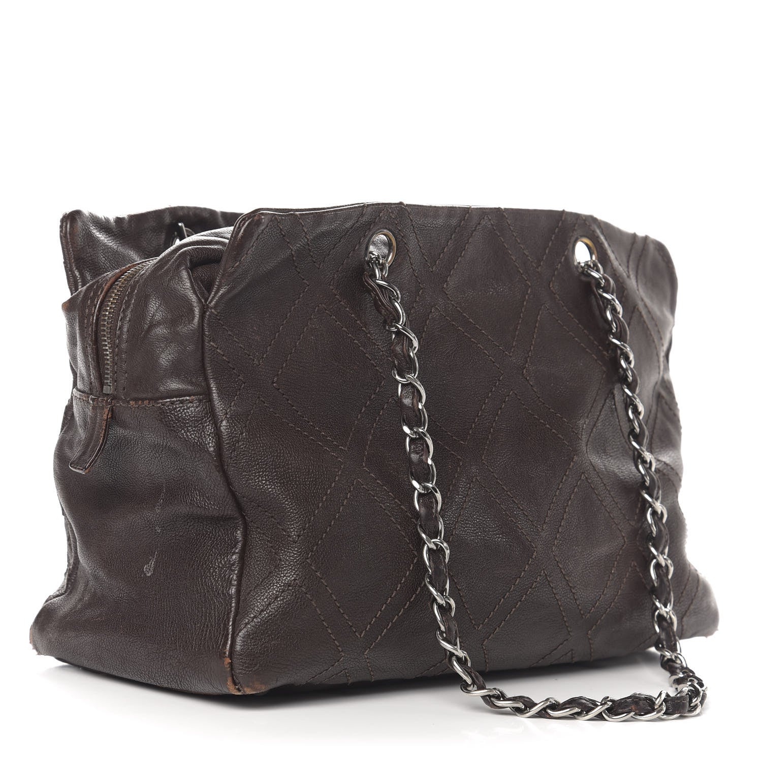 Chanel Calfskin Small Diamond Stitch Tote Brown 3 of 23