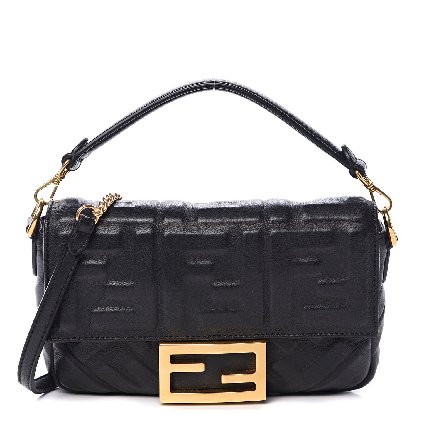Nappa FF 1974 Embossed Mini Baguette Black