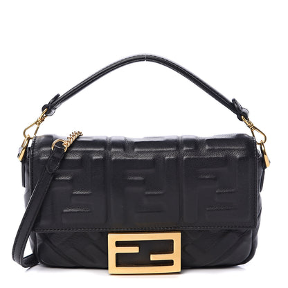 Fendi Nappa FF 1974 Embossed Mini Baguette Black 1 of 9