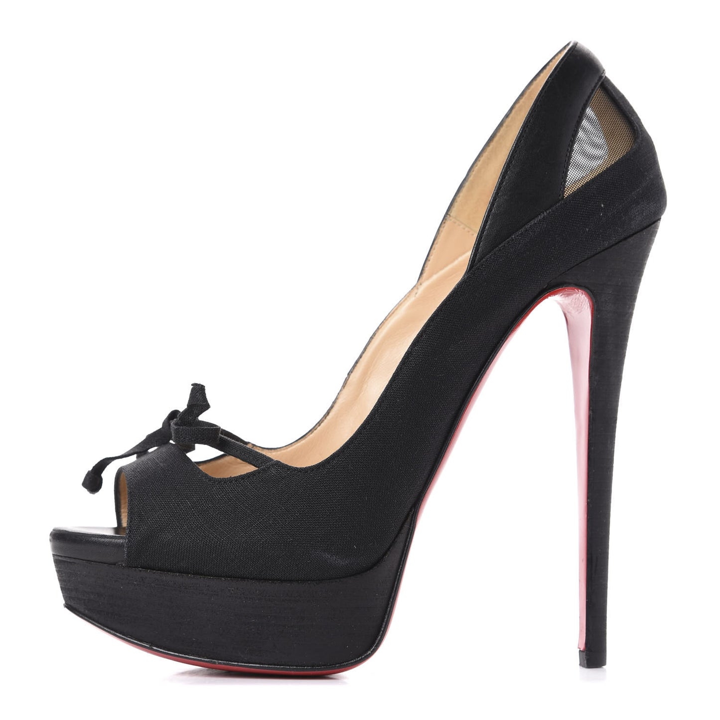 Crelino Calfskin Maleva 150 Peep Toe Platform Pumps 38.5 Black