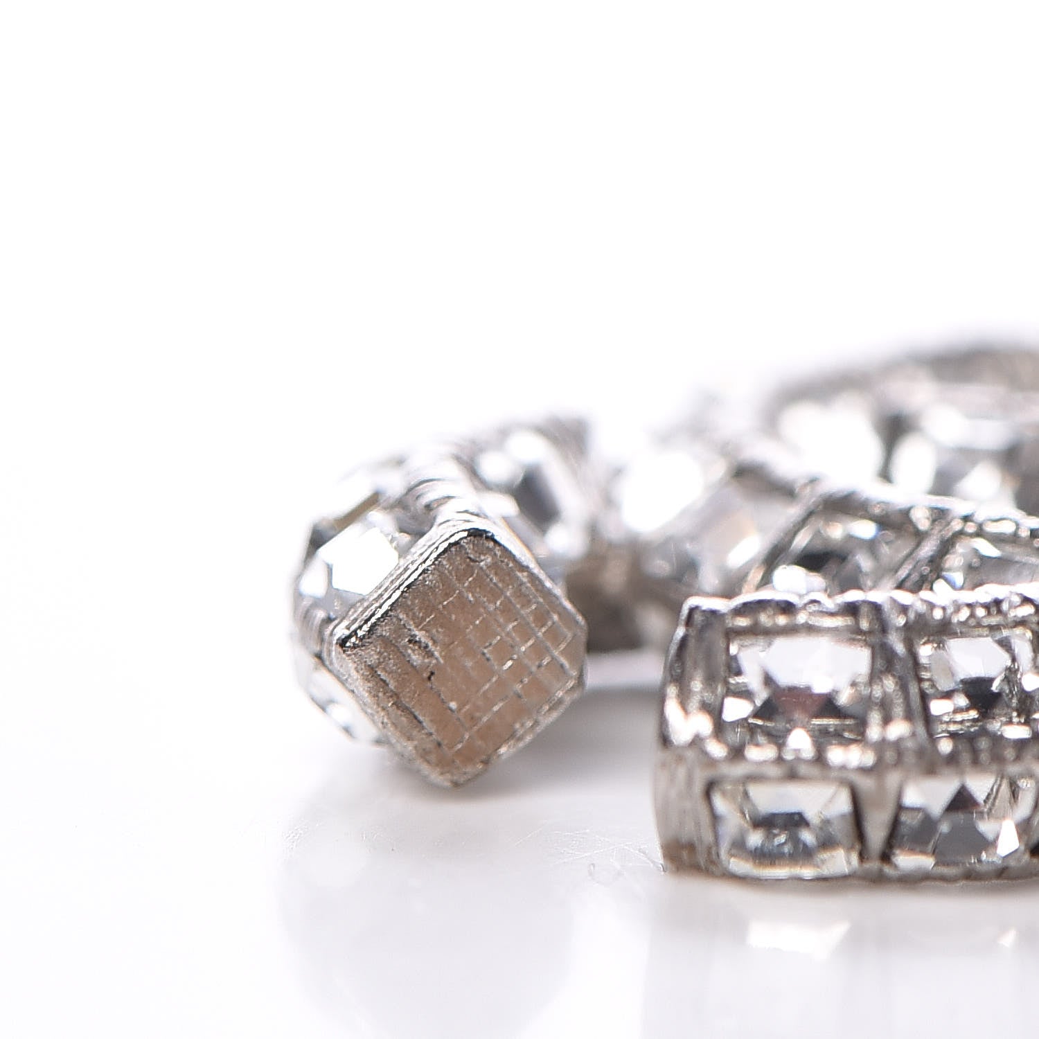 Chanel Crystal Baguette CC Dangle Earrings Silver 5 of 6