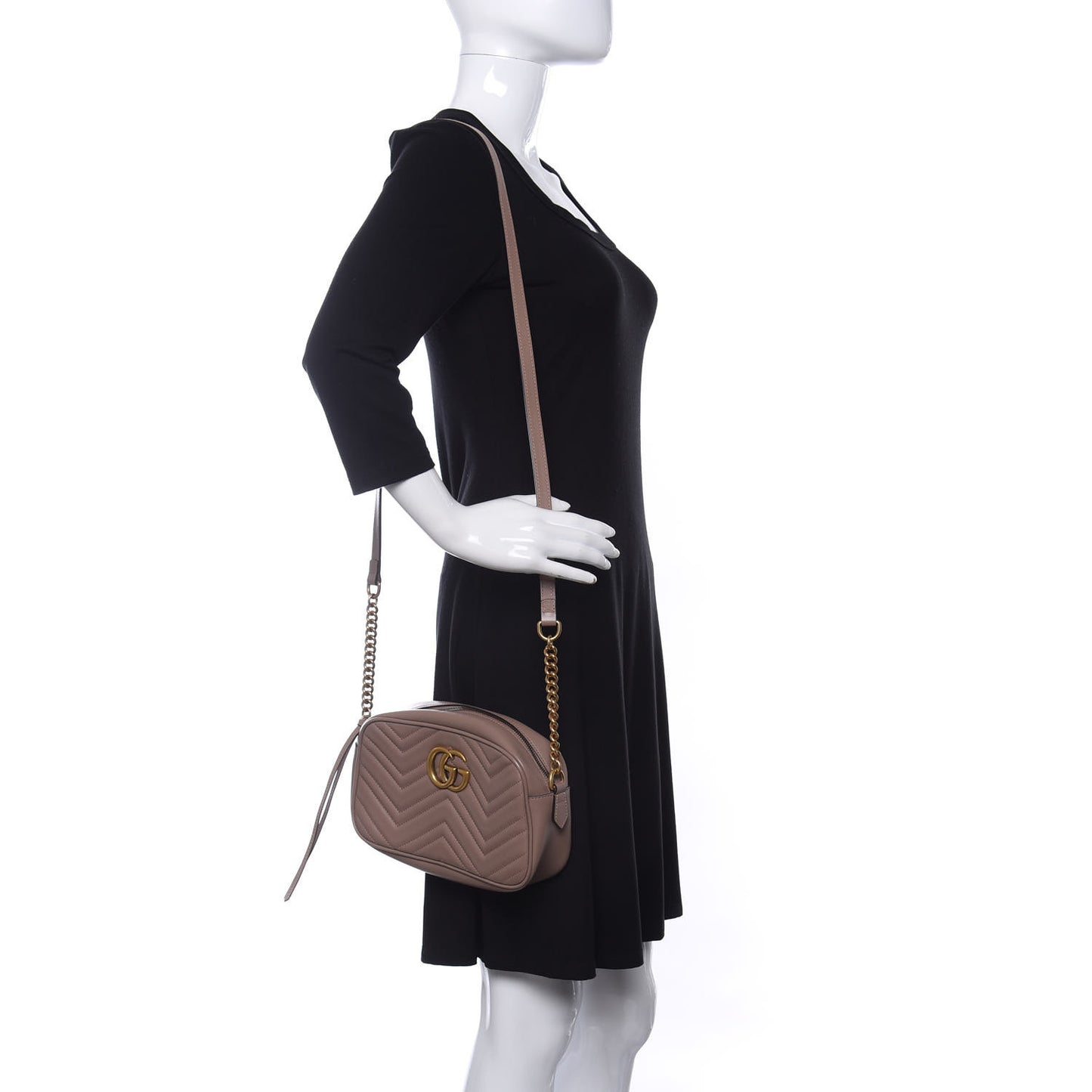 Calfskin Matelasse Small GG Marmont Chain Shoulder Bag Porcelain Rose